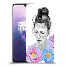 אישה בפרחים כיסוי מגן קשיח מעוצב ל OnePlus 7 יחידה אחת סקרין מובייל