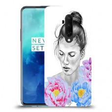 אישה בפרחים כיסוי מגן קשיח מעוצב ל OnePlus 7T Pro יחידה אחת סקרין מובייל