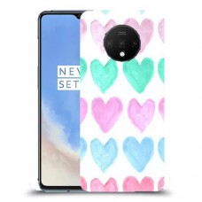 לבבות פסטל כיסוי מגן קשיח מעוצב ל OnePlus 7T יחידה אחת סקרין מובייל