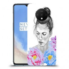 אישה בפרחים כיסוי מגן קשיח מעוצב ל OnePlus 7T יחידה אחת סקרין מובייל