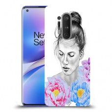 אישה בפרחים כיסוי מגן קשיח מעוצב ל OnePlus 8 Pro יחידה אחת סקרין מובייל