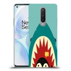 פינגווין בכריש כיסוי מגן קשיח מעוצב ל OnePlus 8 יחידה אחת סקרין מובייל