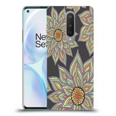 חמניות בשחור כיסוי מגן קשיח מעוצב ל OnePlus 8 יחידה אחת סקרין מובייל
