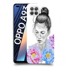 אישה בפרחים כיסוי מגן קשיח מעוצב ל Oppo A93 יחידה אחת סקרין מובייל