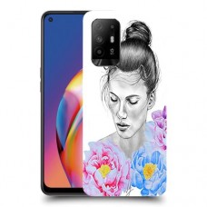 אישה בפרחים כיסוי מגן קשיח מעוצב ל Oppo A94 5G יחידה אחת סקרין מובייל
