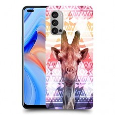 ג'ירפה נחמד כיסוי מגן קשיח מעוצב ל Oppo Reno4 5G יחידה אחת סקרין מובייל