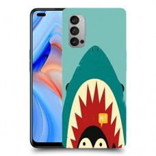 פינגווין בכריש כיסוי מגן קשיח מעוצב ל Oppo Reno4 5G יחידה אחת סקרין מובייל