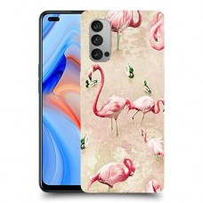 פלמינגו ורוד כיסוי מגן קשיח מעוצב ל Oppo Reno4 5G יחידה אחת סקרין מובייל