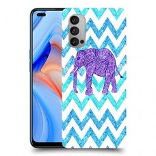 אלפנט סגול כיסוי מגן קשיח מעוצב ל Oppo Reno4 5G יחידה אחת סקרין מובייל