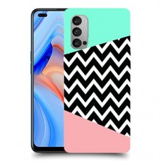 פסים במנטה ורוד כיסוי מגן קשיח מעוצב ל Oppo Reno4 5G יחידה אחת סקרין מובייל