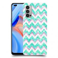 גיאומטריה טורקיז כיסוי מגן קשיח מעוצב ל Oppo Reno4 5G יחידה אחת סקרין מובייל