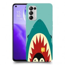 פינגווין בכריש כיסוי מגן קשיח מעוצב ל Oppo Reno5 5G יחידה אחת סקרין מובייל