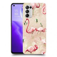 פלמינגו ורוד כיסוי מגן קשיח מעוצב ל Oppo Reno5 5G יחידה אחת סקרין מובייל