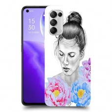 אישה בפרחים כיסוי מגן קשיח מעוצב ל Oppo Reno5 5G יחידה אחת סקרין מובייל