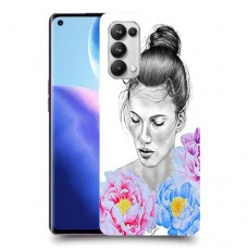 אישה בפרחים כיסוי מגן קשיח מעוצב ל Oppo Reno5 Pro 5G יחידה אחת סקרין מובייל