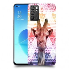 ג'ירפה נחמד כיסוי מגן קשיח מעוצב ל Oppo Reno6 5G יחידה אחת סקרין מובייל