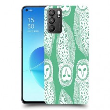 ינשופים על ירוק כיסוי מגן קשיח מעוצב ל Oppo Reno6 5G יחידה אחת סקרין מובייל