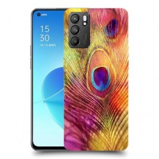 נוצת טווס כיסוי מגן קשיח מעוצב ל Oppo Reno6 5G יחידה אחת סקרין מובייל