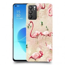 פלמינגו ורוד כיסוי מגן קשיח מעוצב ל Oppo Reno6 5G יחידה אחת סקרין מובייל