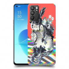ארנבון מוזר כיסוי מגן קשיח מעוצב ל Oppo Reno6 5G יחידה אחת סקרין מובייל
