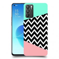 פסים במנטה ורוד כיסוי מגן קשיח מעוצב ל Oppo Reno6 5G יחידה אחת סקרין מובייל