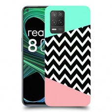 פסים במנטה ורוד כיסוי מגן קשיח מעוצב ל Realme 8 5G יחידה אחת סקרין מובייל