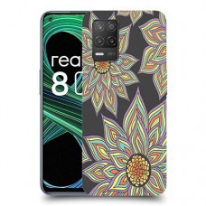 חמניות בשחור כיסוי מגן קשיח מעוצב ל Realme 8 5G יחידה אחת סקרין מובייל