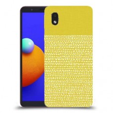 נקודות לבנות בצהוב כיסוי מגן קשיח מעוצב ל Samsung Galaxy A01 Core יחידה אחת סקרין מובייל