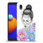 אישה בפרחים כיסוי מגן קשיח מעוצב ל Samsung Galaxy A01 Core יחידה אחת סקרין מובייל
