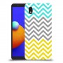 שורות צהובות-ירוקות כיסוי מגן קשיח מעוצב ל Samsung Galaxy A01 Core יחידה אחת סקרין מובייל