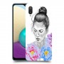 אישה בפרחים כיסוי מגן קשיח מעוצב ל Samsung Galaxy A02 יחידה אחת סקרין מובייל