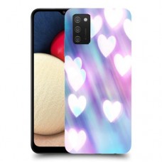 לבבות מעורפלים בכחול כיסוי מגן קשיח מעוצב ל Samsung Galaxy A02s יחידה אחת סקרין מובייל