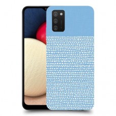 נקודות לבנות בכחול כיסוי מגן קשיח מעוצב ל Samsung Galaxy A02s יחידה אחת סקרין מובייל