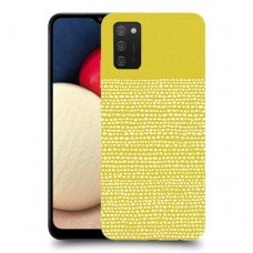 נקודות לבנות בצהוב כיסוי מגן קשיח מעוצב ל Samsung Galaxy A02s יחידה אחת סקרין מובייל