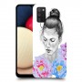 אישה בפרחים כיסוי מגן קשיח מעוצב ל Samsung Galaxy A02s יחידה אחת סקרין מובייל