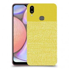נקודות לבנות בצהוב כיסוי מגן קשיח מעוצב ל Samsung Galaxy A10s יחידה אחת סקרין מובייל