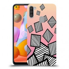 זאברה ריבועים כיסוי מגן קשיח מעוצב ל Samsung Galaxy A11 יחידה אחת סקרין מובייל