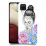 אישה בפרחים כיסוי מגן קשיח מעוצב ל Samsung Galaxy A12 יחידה אחת סקרין מובייל