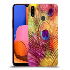 נוצת טווס כיסוי מגן קשיח מעוצב ל Samsung Galaxy A20s יחידה אחת סקרין מובייל