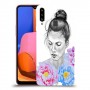 אישה בפרחים כיסוי מגן קשיח מעוצב ל Samsung Galaxy A20s יחידה אחת סקרין מובייל