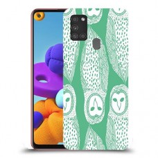 ינשופים על ירוק כיסוי מגן קשיח מעוצב ל Samsung Galaxy A21s יחידה אחת סקרין מובייל