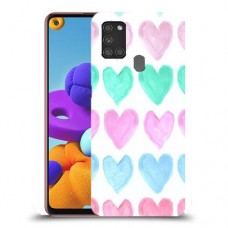 לבבות פסטל כיסוי מגן קשיח מעוצב ל Samsung Galaxy A21s יחידה אחת סקרין מובייל