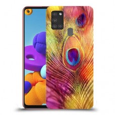 נוצת טווס כיסוי מגן קשיח מעוצב ל Samsung Galaxy A21s יחידה אחת סקרין מובייל