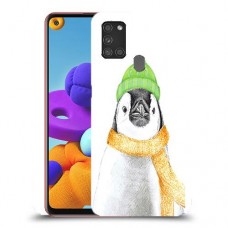 פינגווין בקור כיסוי מגן קשיח מעוצב ל Samsung Galaxy A21s יחידה אחת סקרין מובייל