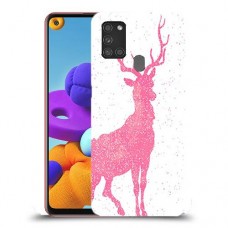 צבי ורוד כיסוי מגן קשיח מעוצב ל Samsung Galaxy A21s יחידה אחת סקרין מובייל