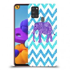 אלפנט סגול כיסוי מגן קשיח מעוצב ל Samsung Galaxy A21s יחידה אחת סקרין מובייל