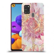 חמניות מוזרה סגולה כיסוי מגן קשיח מעוצב ל Samsung Galaxy A21s יחידה אחת סקרין מובייל