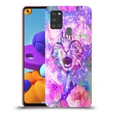 חתול מושלג כיסוי מגן קשיח מעוצב ל Samsung Galaxy A21s יחידה אחת סקרין מובייל
