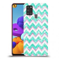 גיאומטריה טורקיז כיסוי מגן קשיח מעוצב ל Samsung Galaxy A21s יחידה אחת סקרין מובייל