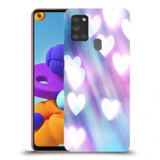 לבבות מעורפלים בכחול כיסוי מגן קשיח מעוצב ל Samsung Galaxy A21s יחידה אחת סקרין מובייל